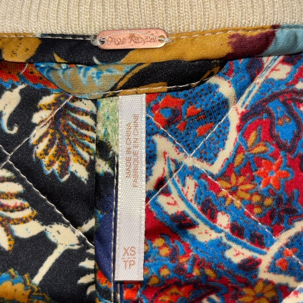 Free People Pandora Bomber Patchwork Jacket Reversible Zip Up XS $248​ - Picture 11 of 13